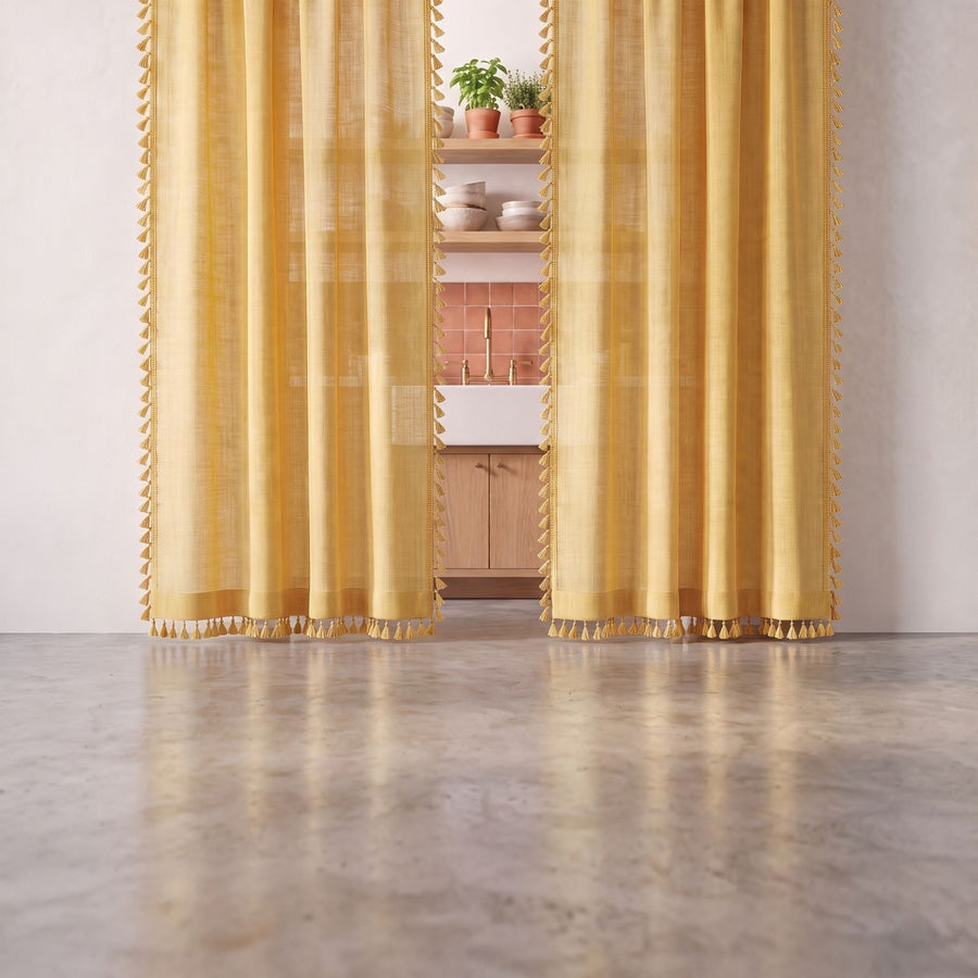 Mustard Kinari Cotton Curtain photo 2