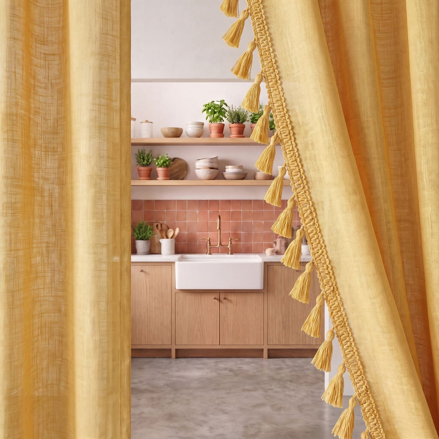 Mustard Kinari Cotton Curtain photo 4