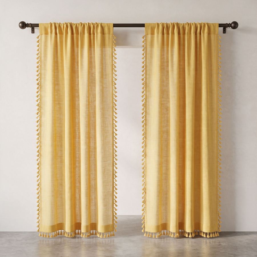 Mustard Kinari Cotton Curtain photo 6