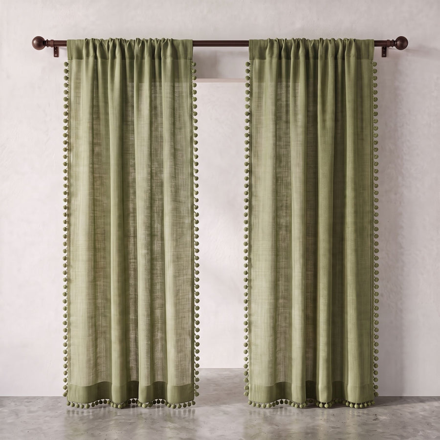 Olive Mela Cotton Curtain photo 5
