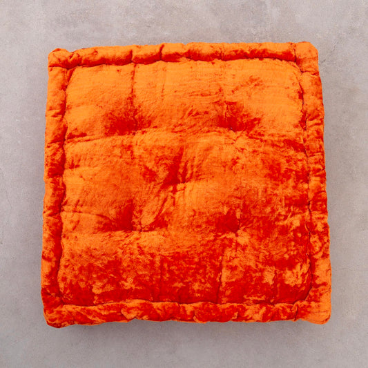 Orange Velvet Haven Floor cushion