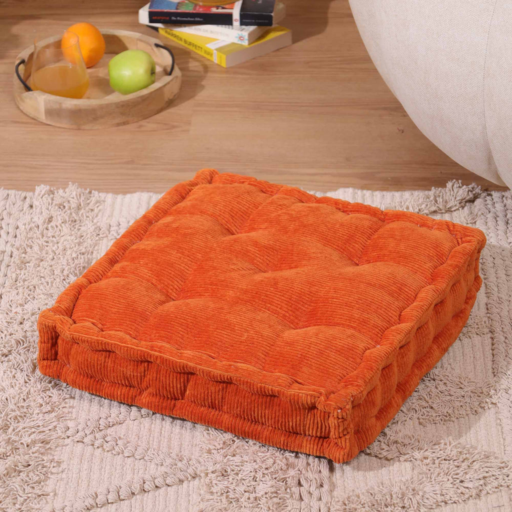 Orange Dreamy Corduroy Floor cushion