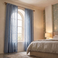 Powder Blue Mela Cotton Curtain photo 1