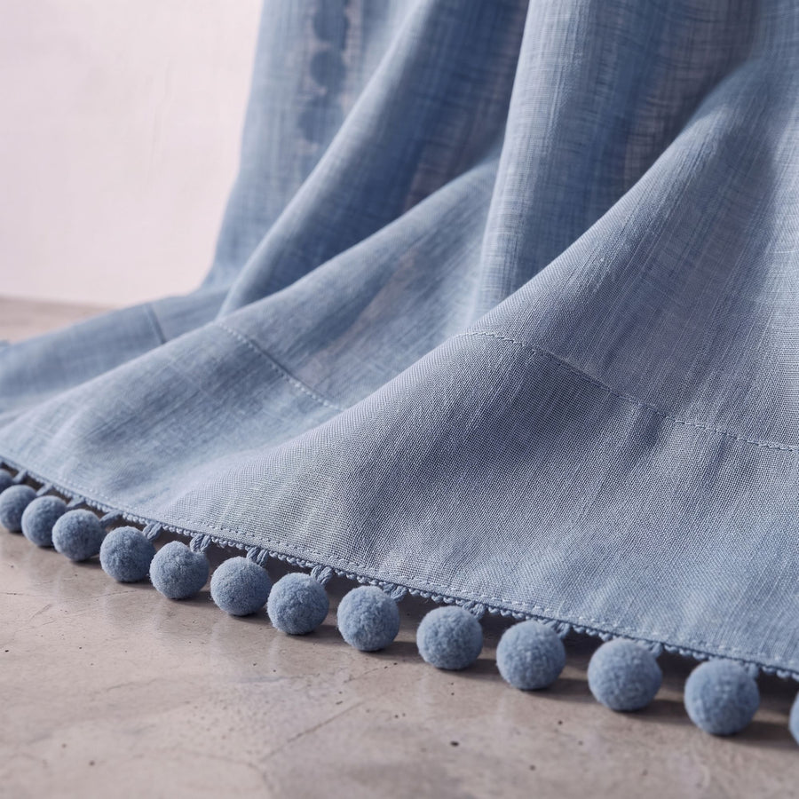 Powder Blue Mela Cotton Curtain photo 8