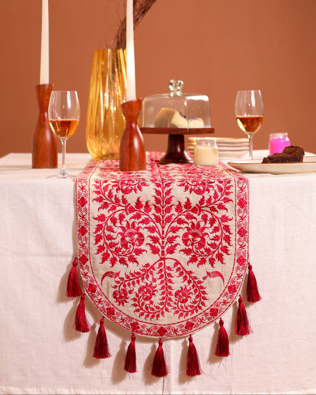 Red Wildflower Table Runner