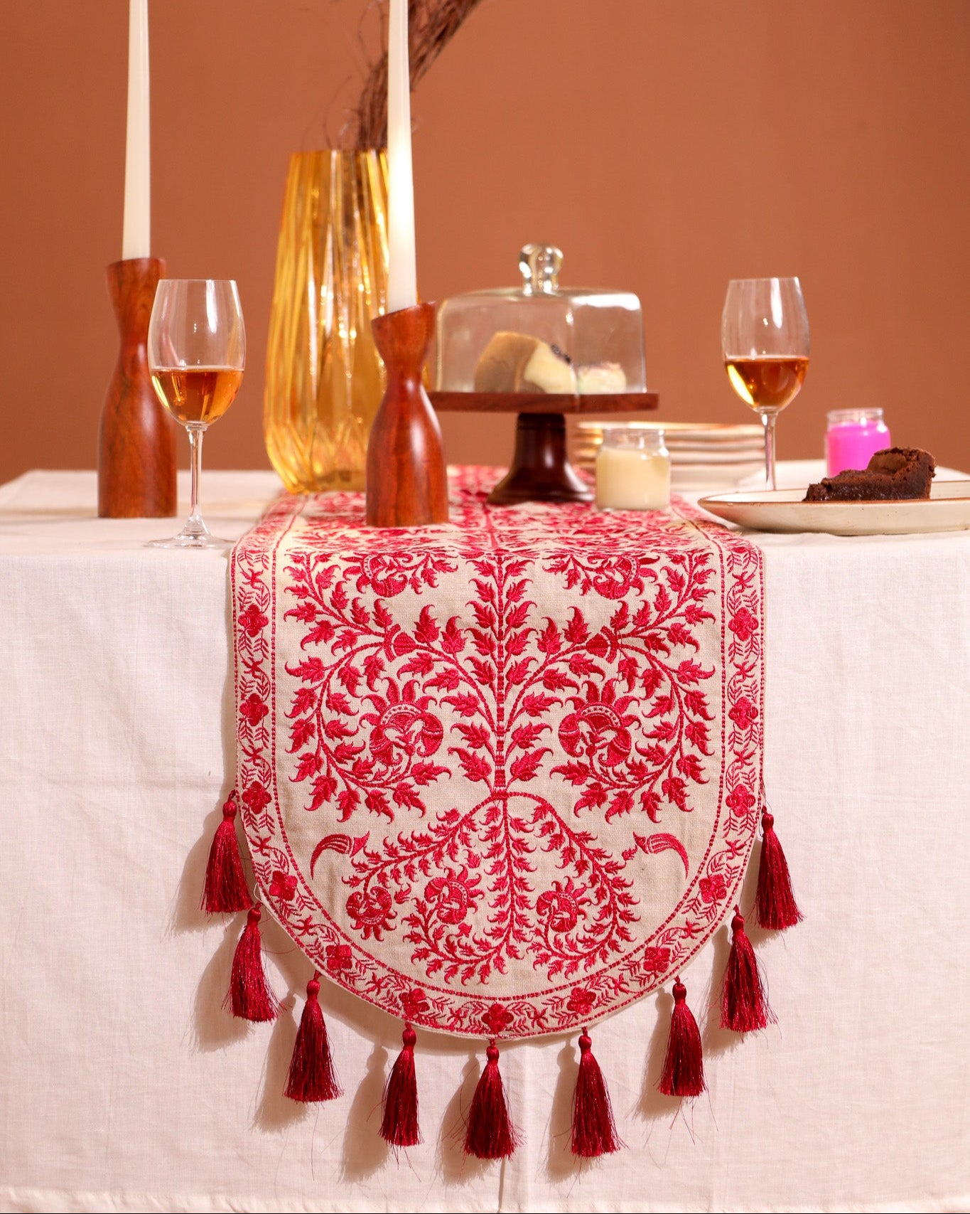 Red Wildflower Table Runner