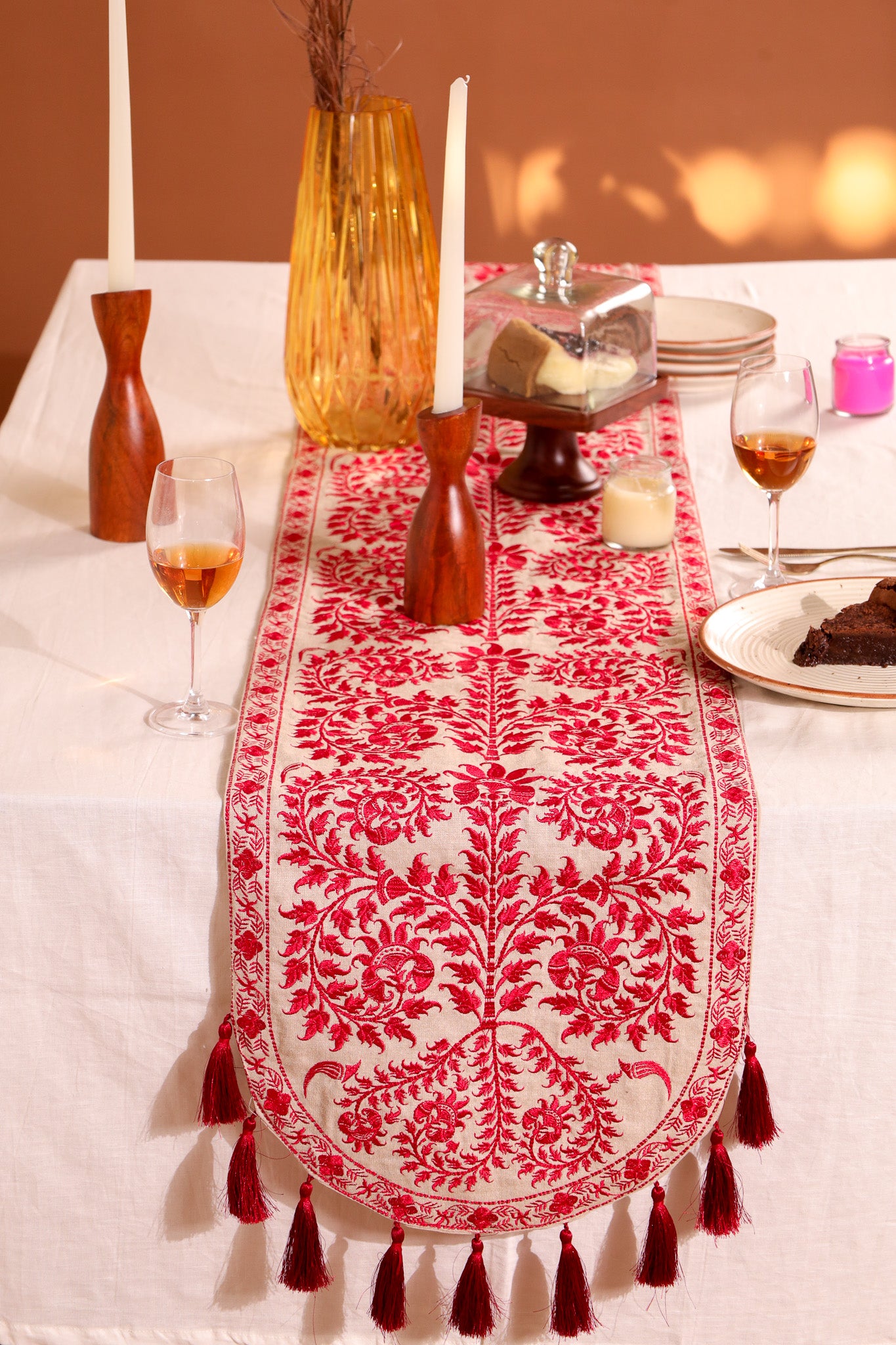 Red Wildflower Table Runner