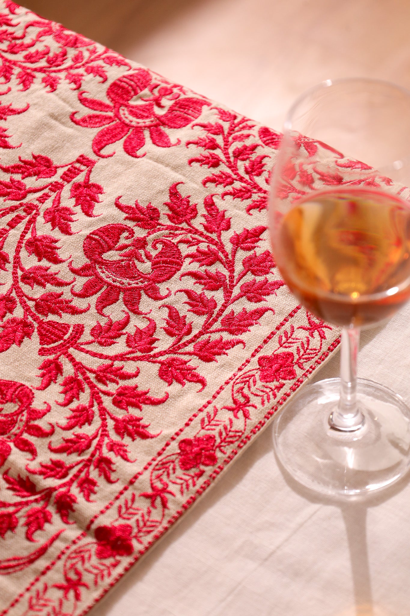 Red Wildflower Table Runner