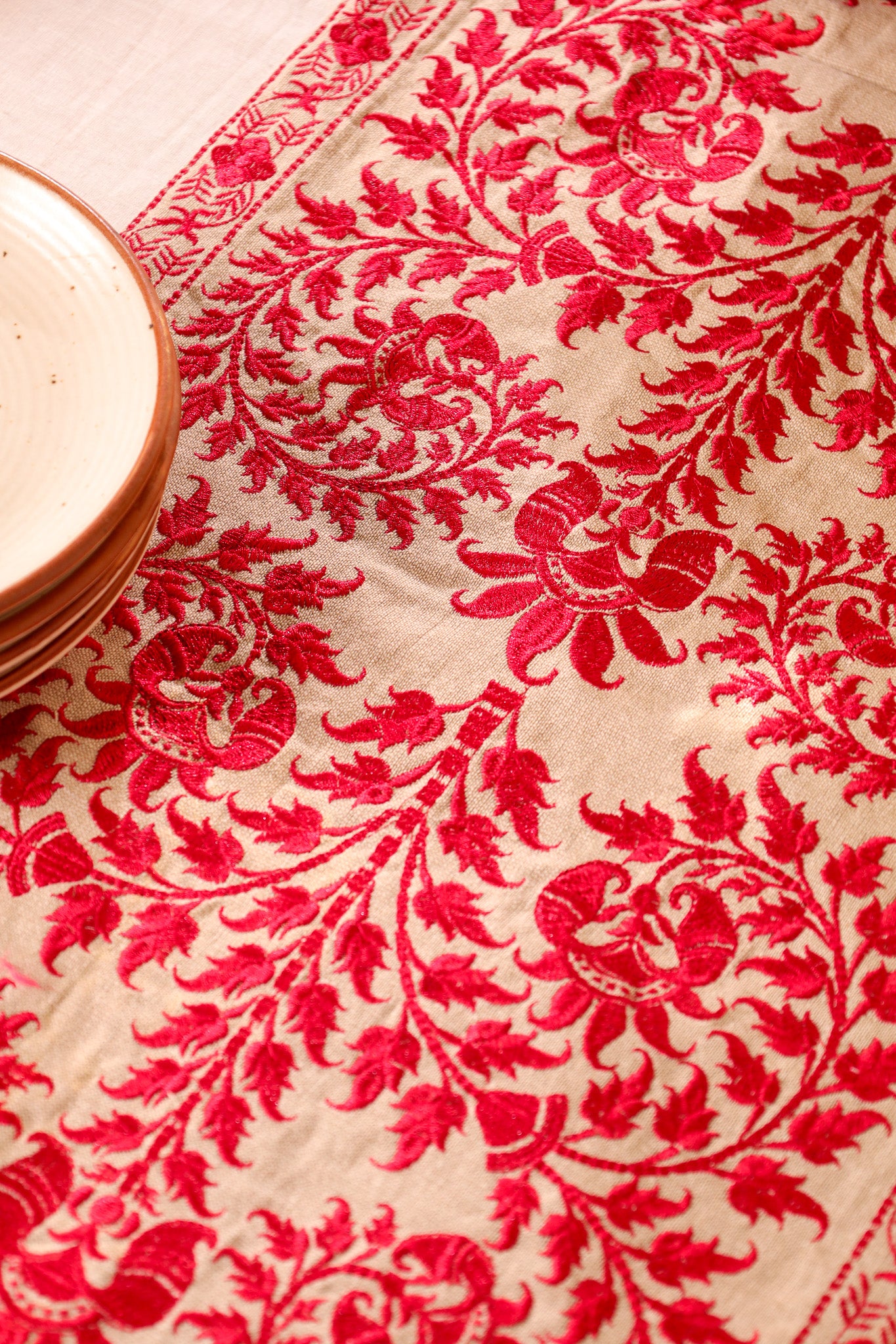 Red Wildflower Table Runner