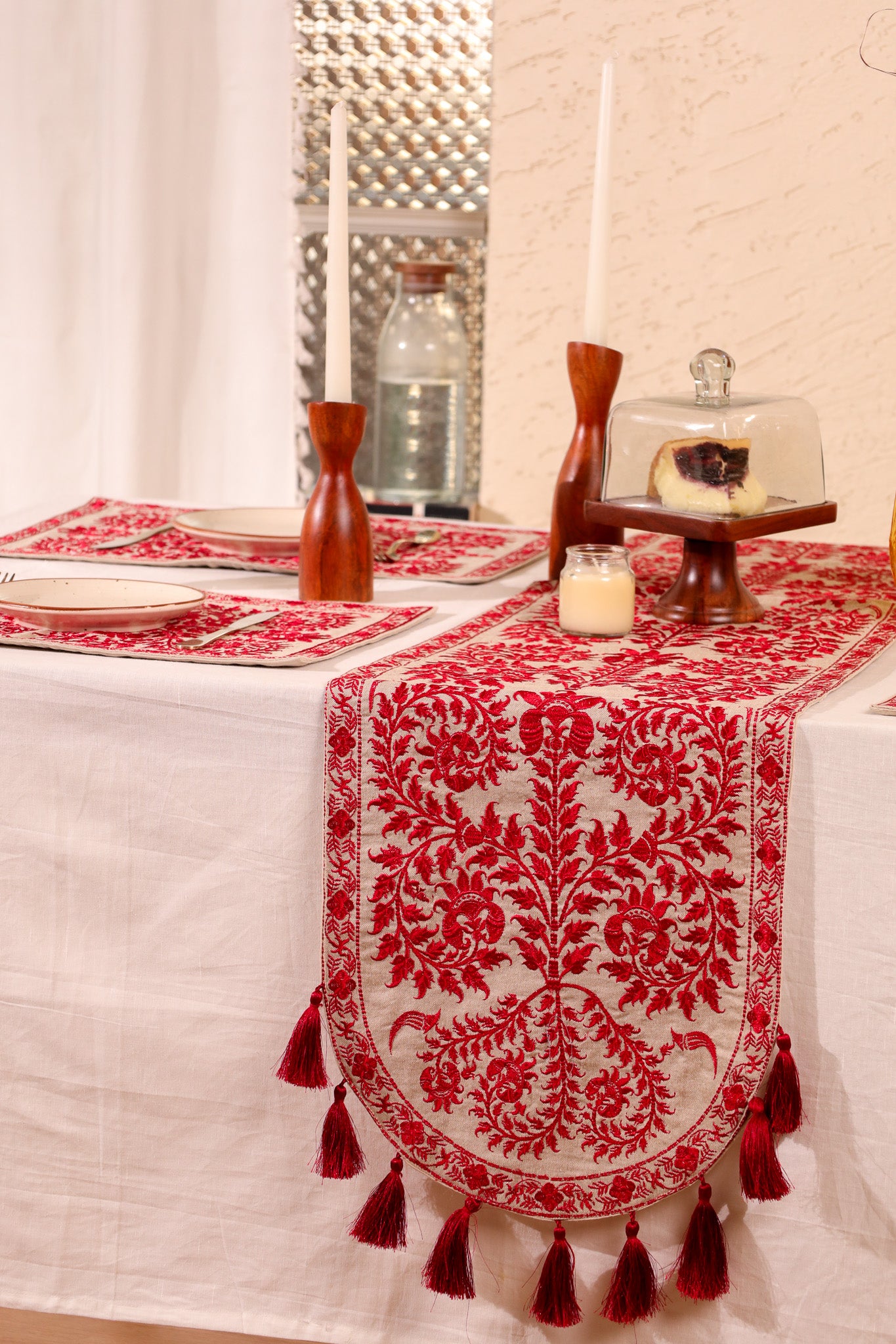 Red Wildflower Table Runner