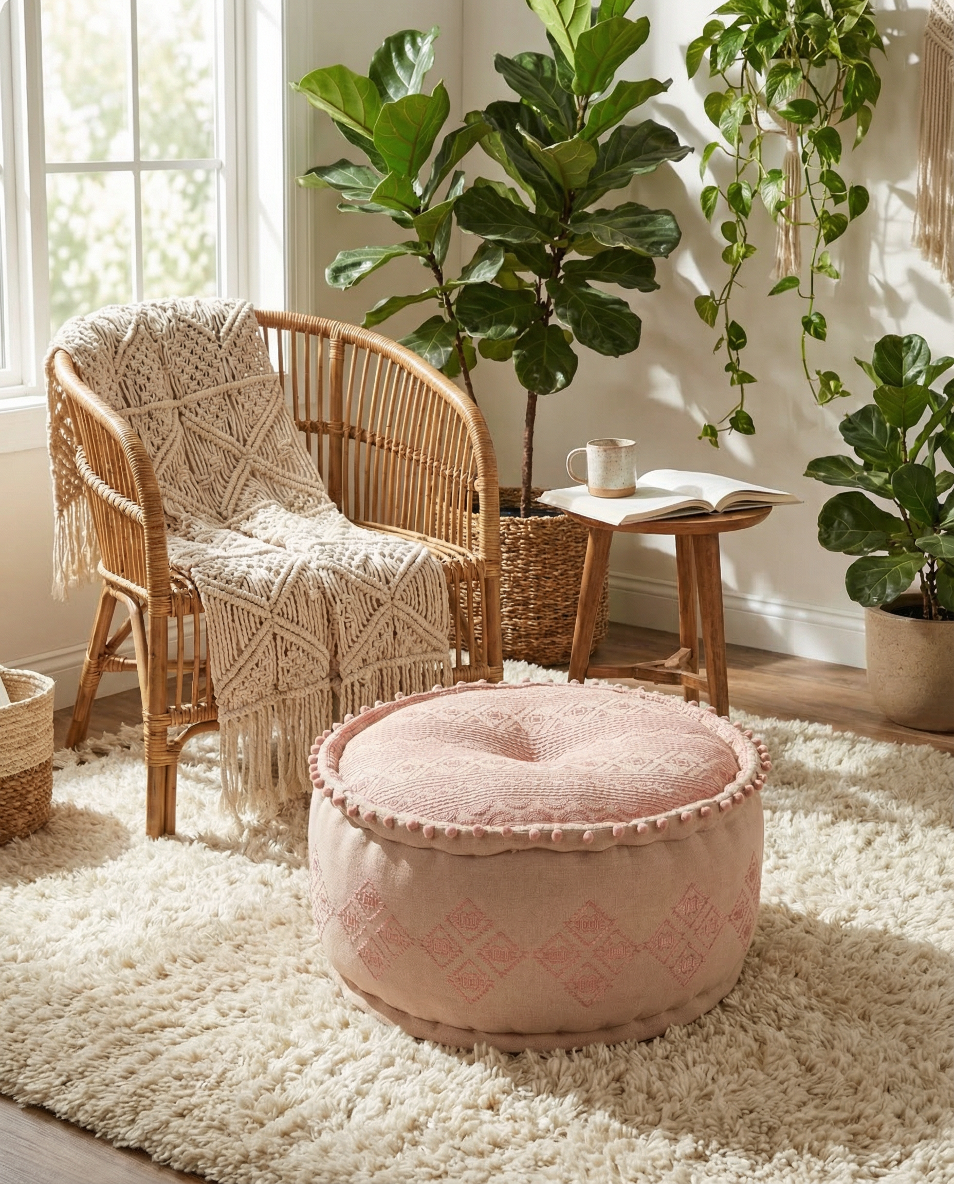 Brown Gypsy Geometric Ottoman pouf