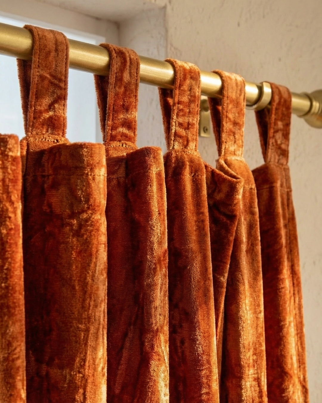 Rust Velvet Noir Curtains - Set of 2