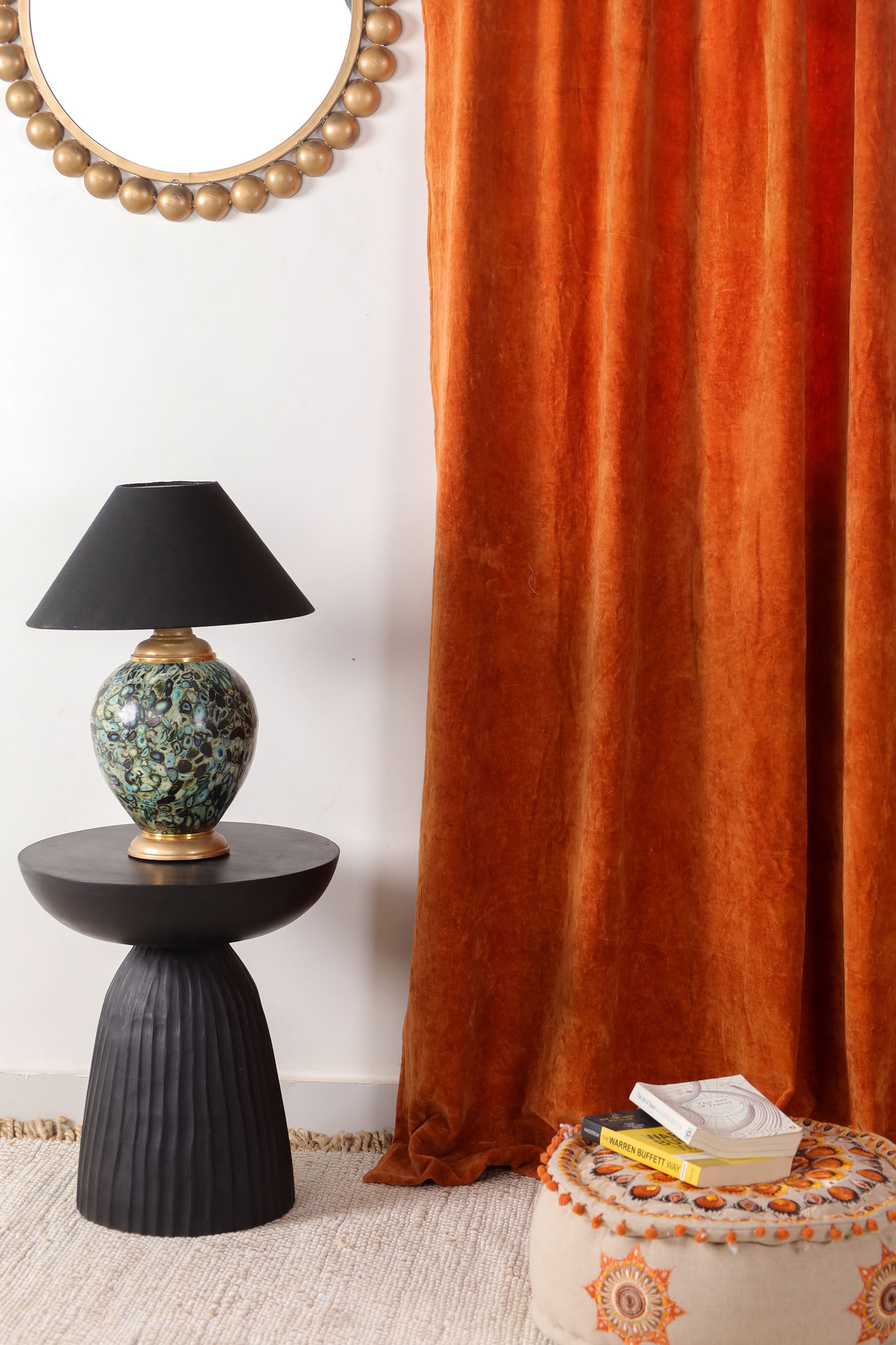 Rust Velvet Serenity Curtains - Set of 2