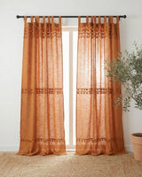 Rust Fiesta Pom Poms Curtain