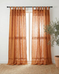 Rust Fiesta Pom Poms Curtain