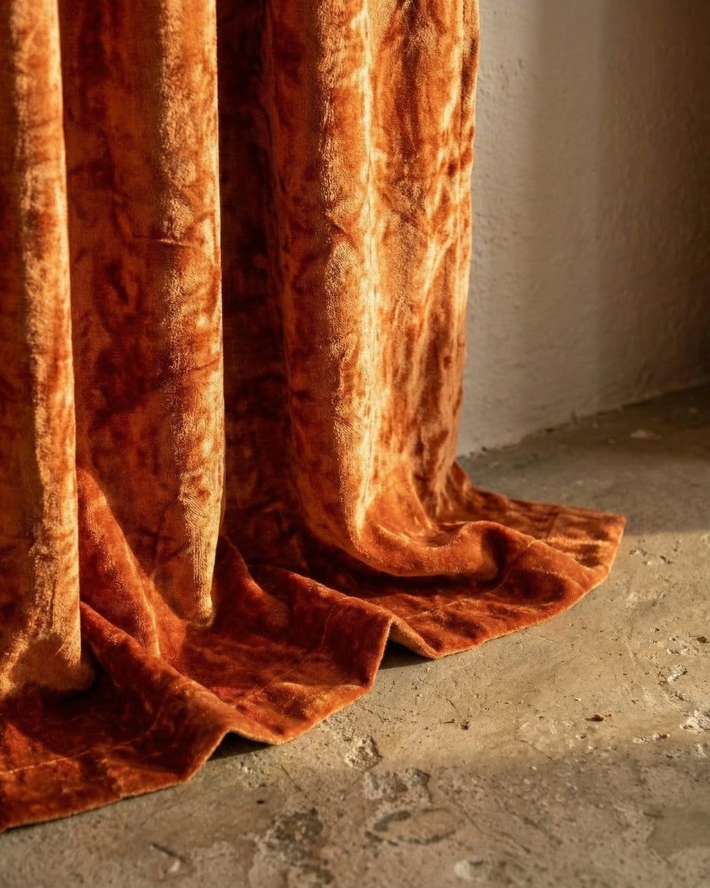Rust Velvet Noir Curtains - Set of 2