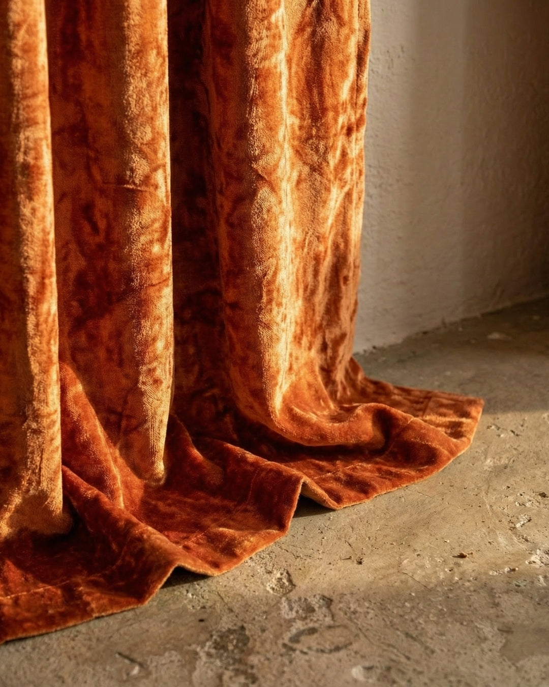 Rust Velvet Noir Curtains - Set of 2