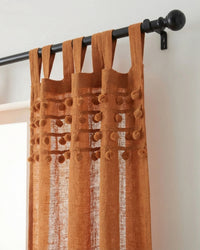 Rust Fiesta Pom Poms Curtain