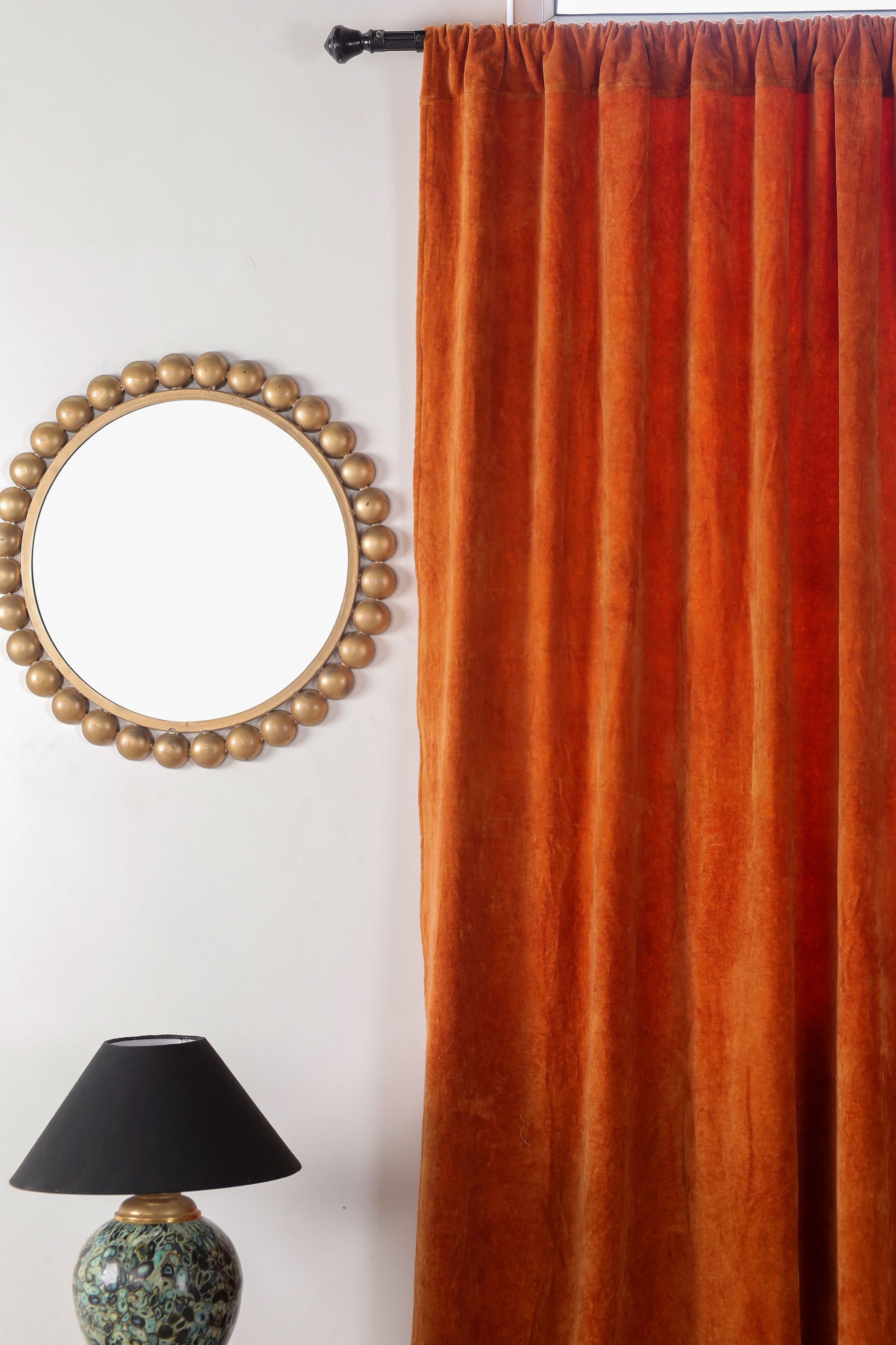 Rust Velvet Serenity Curtains - Set of 2