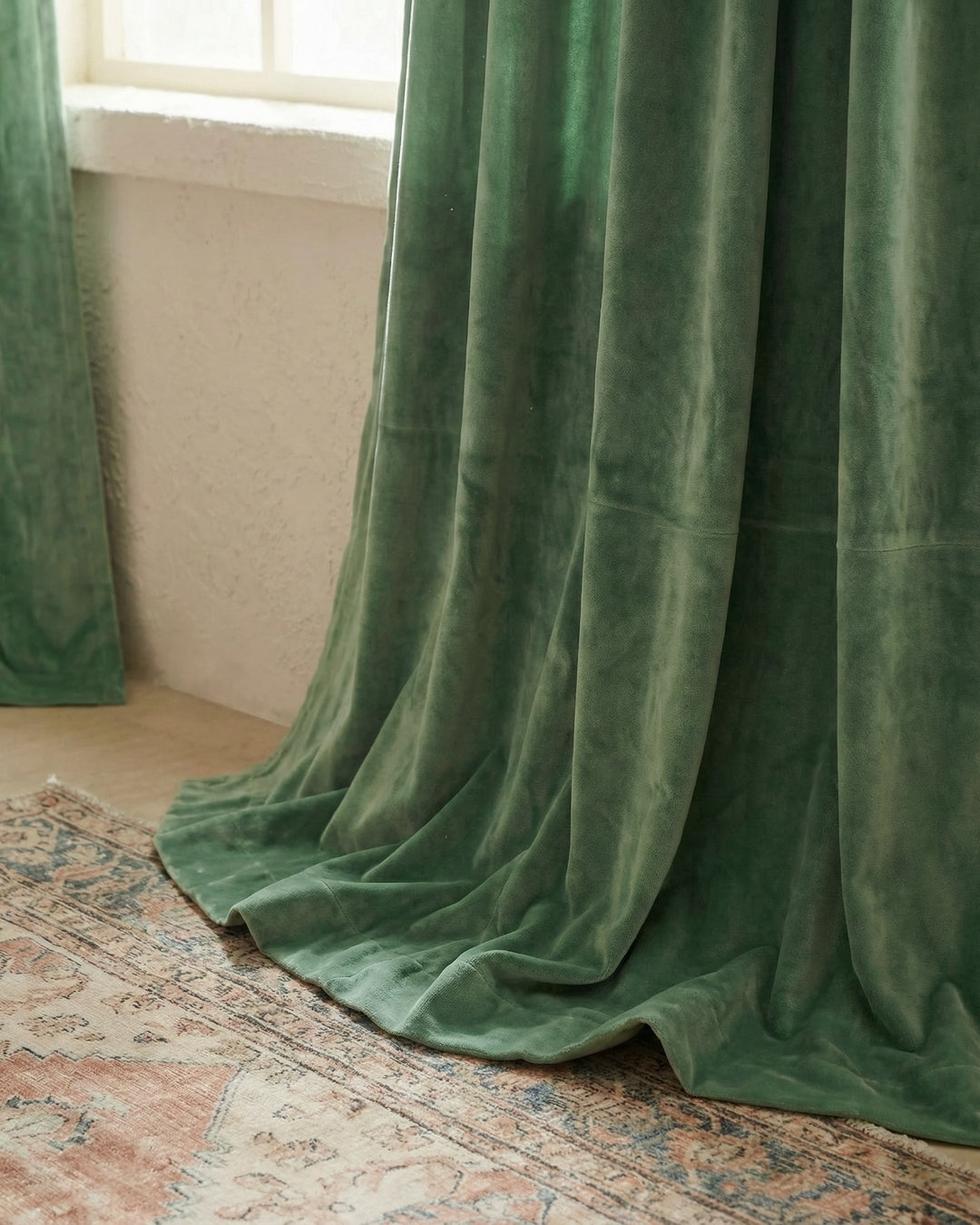 Sage Green Velvet Serenity Curtains - Set of 2