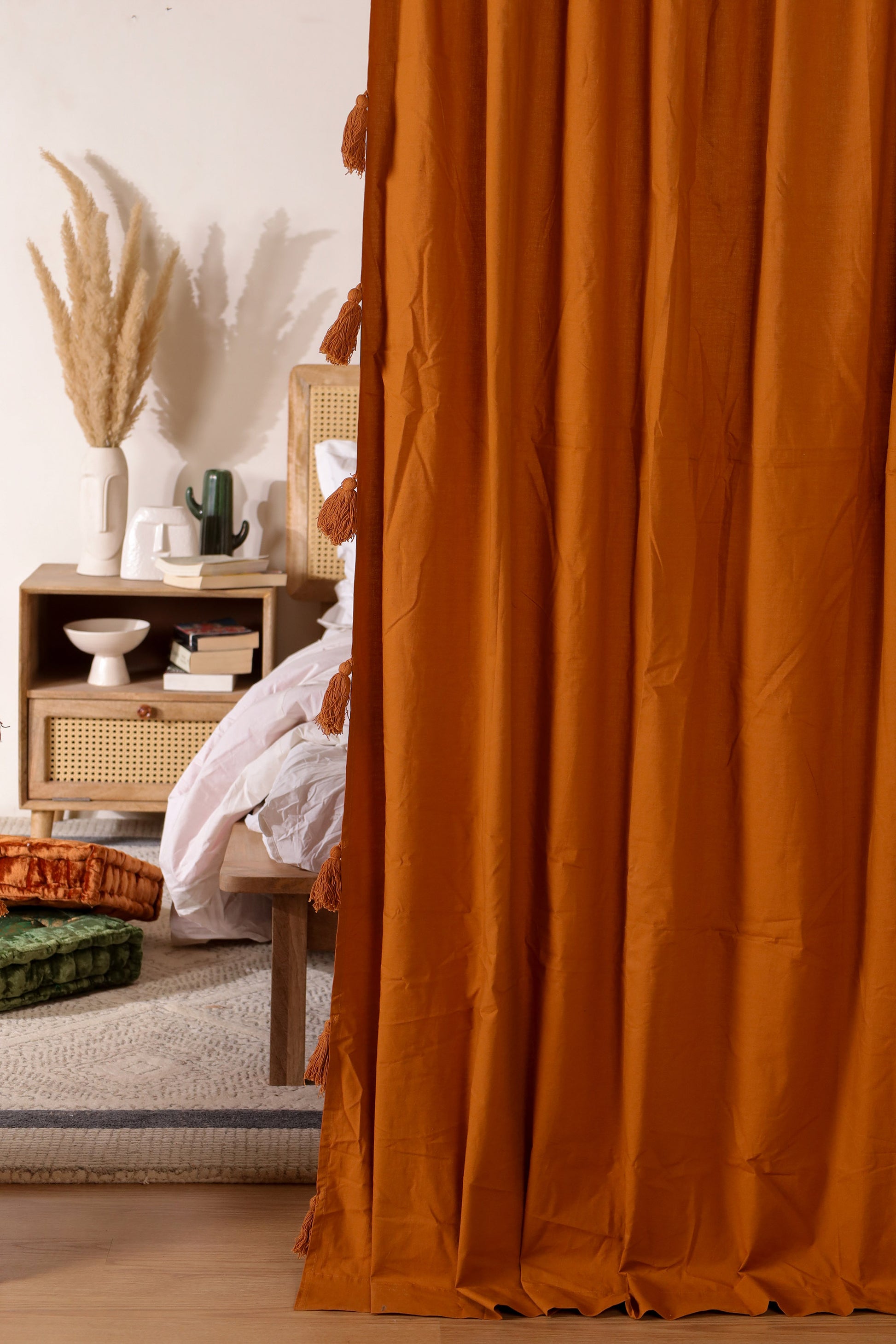 Terracotta Dreamy Tassel Curtain - Set of 2