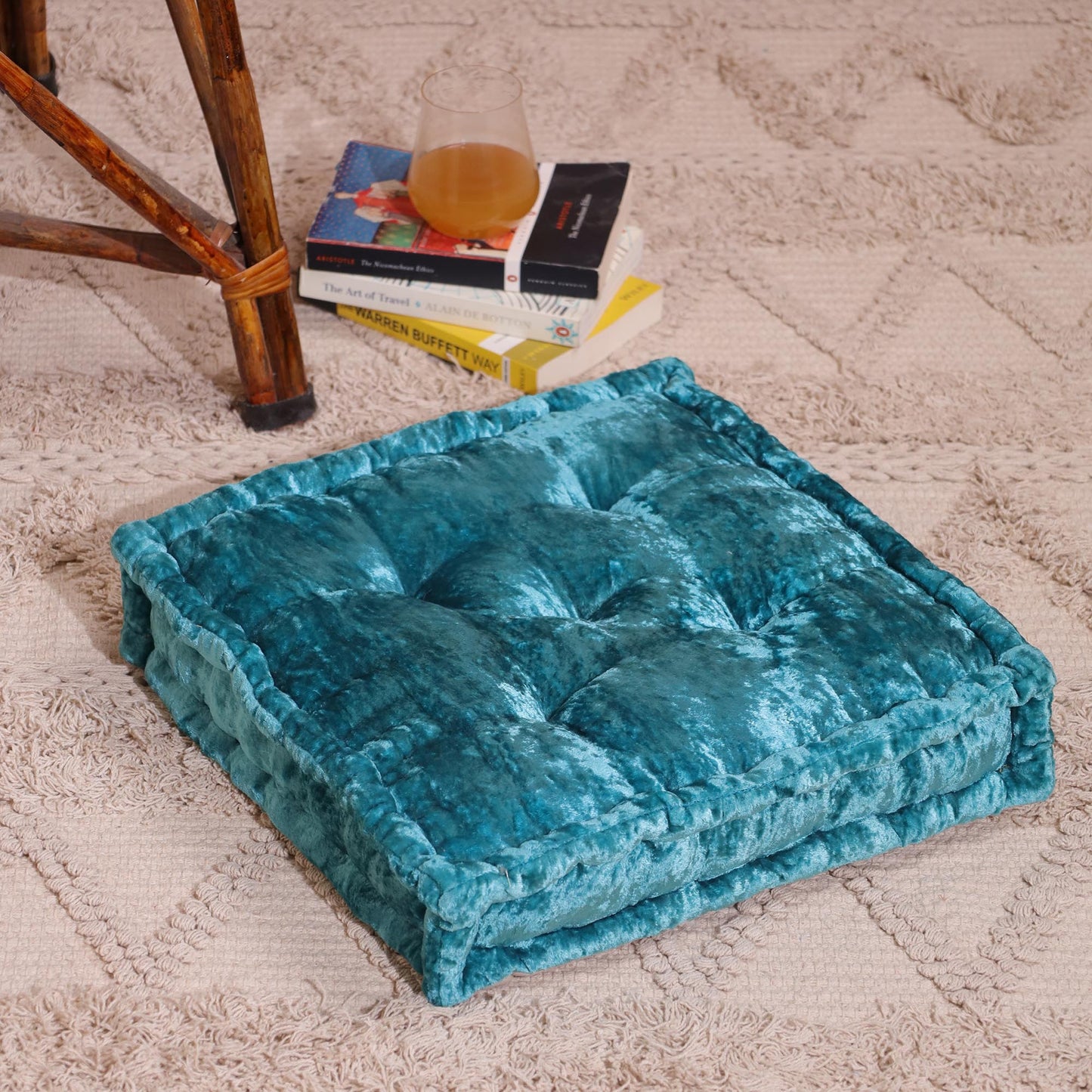 Teal Velvet Haven Floor cushion