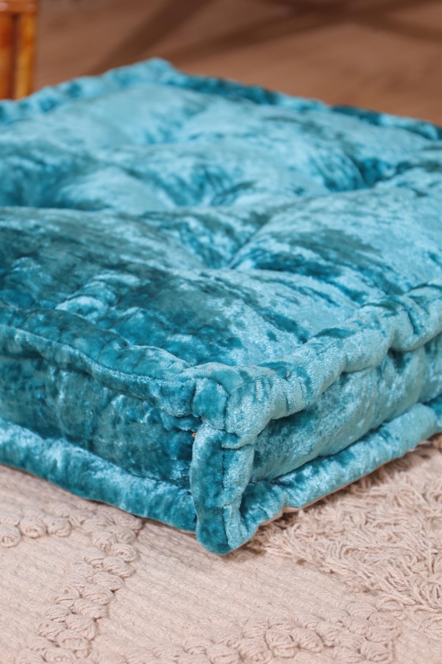 Teal Velvet Haven Floor cushion