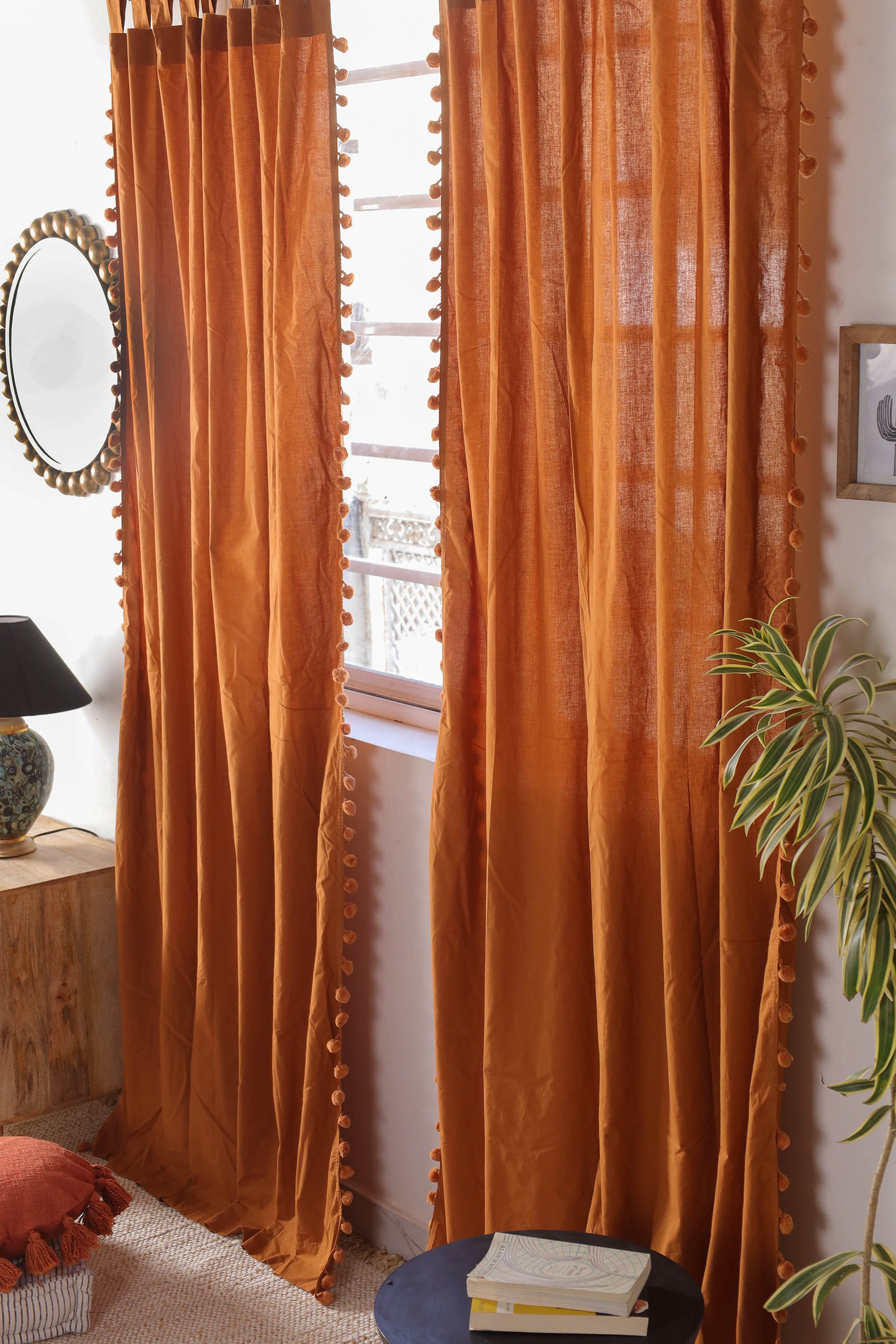 Terracotta Rasa Cotton Curtain - Set of 2
