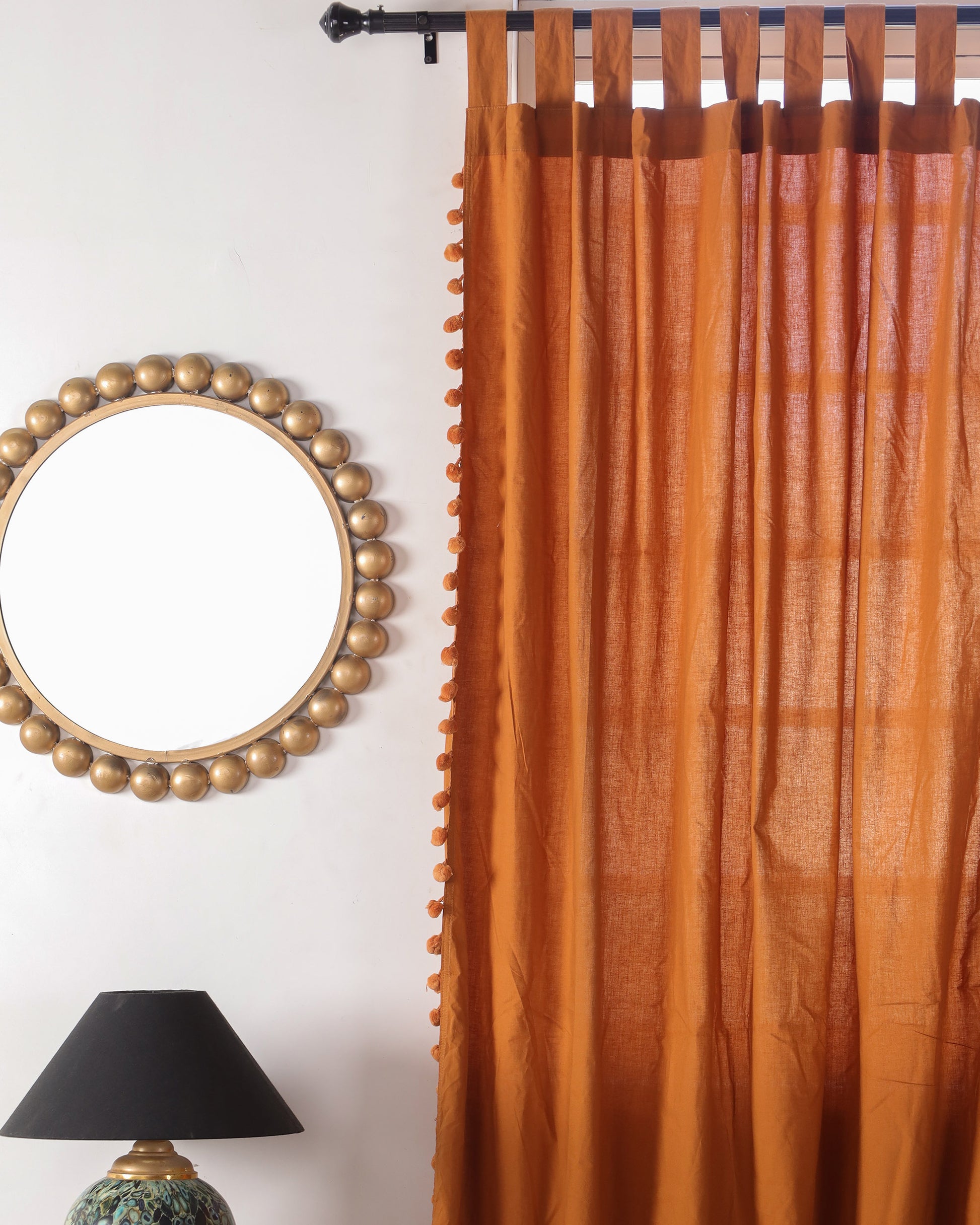 Terracotta Rasa Cotton Curtain - Set of 2