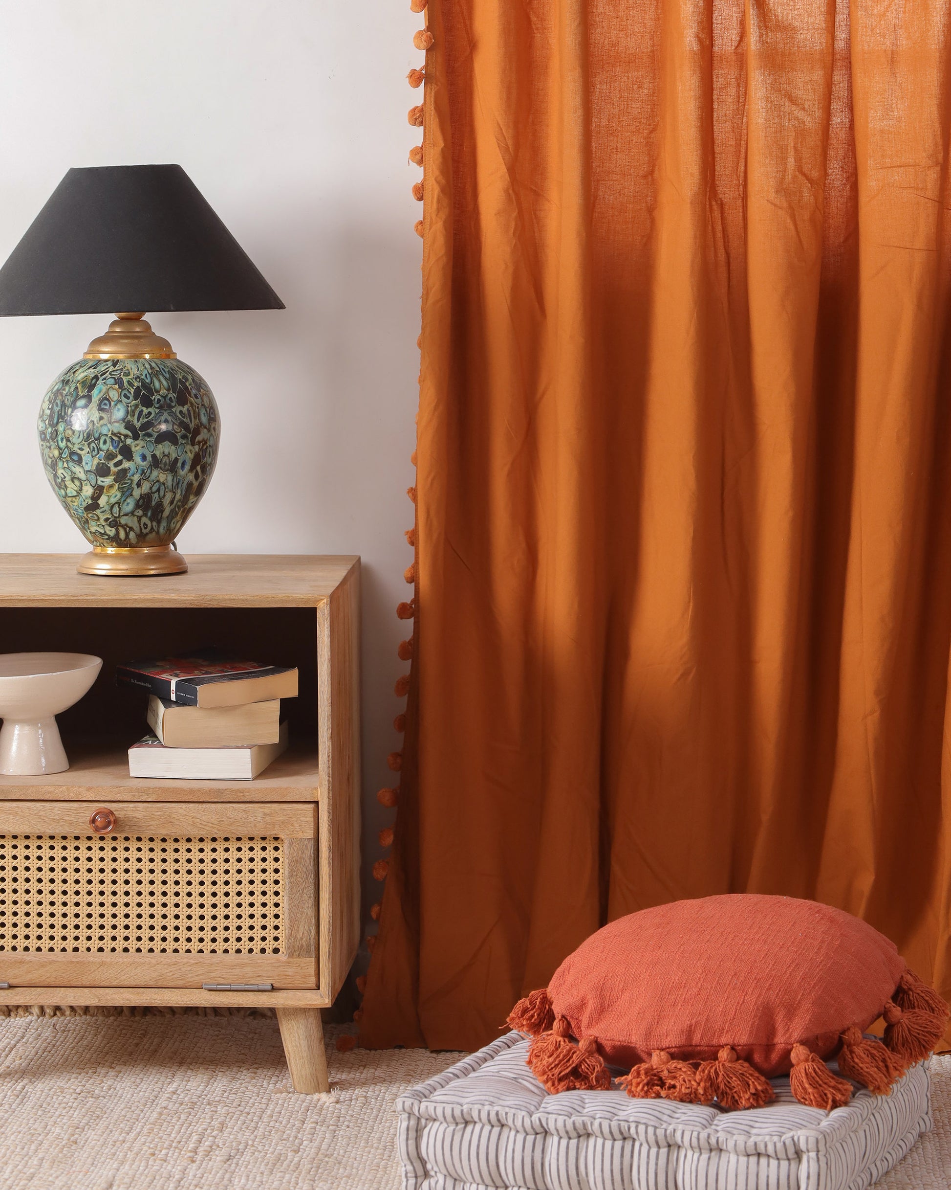 Terracotta Rasa Cotton Curtain - Set of 2