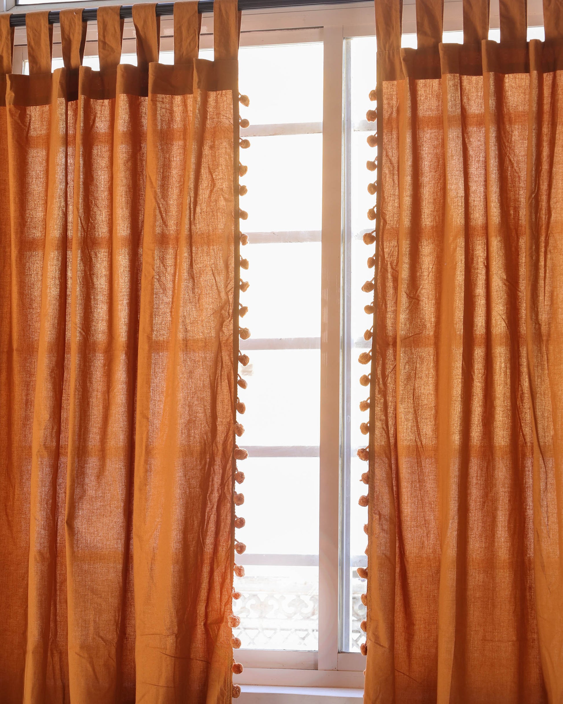 Terracotta Rasa Cotton Curtain - Set of 2