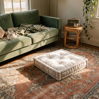 White Velvet Haven Floor Cushion - lifestyle