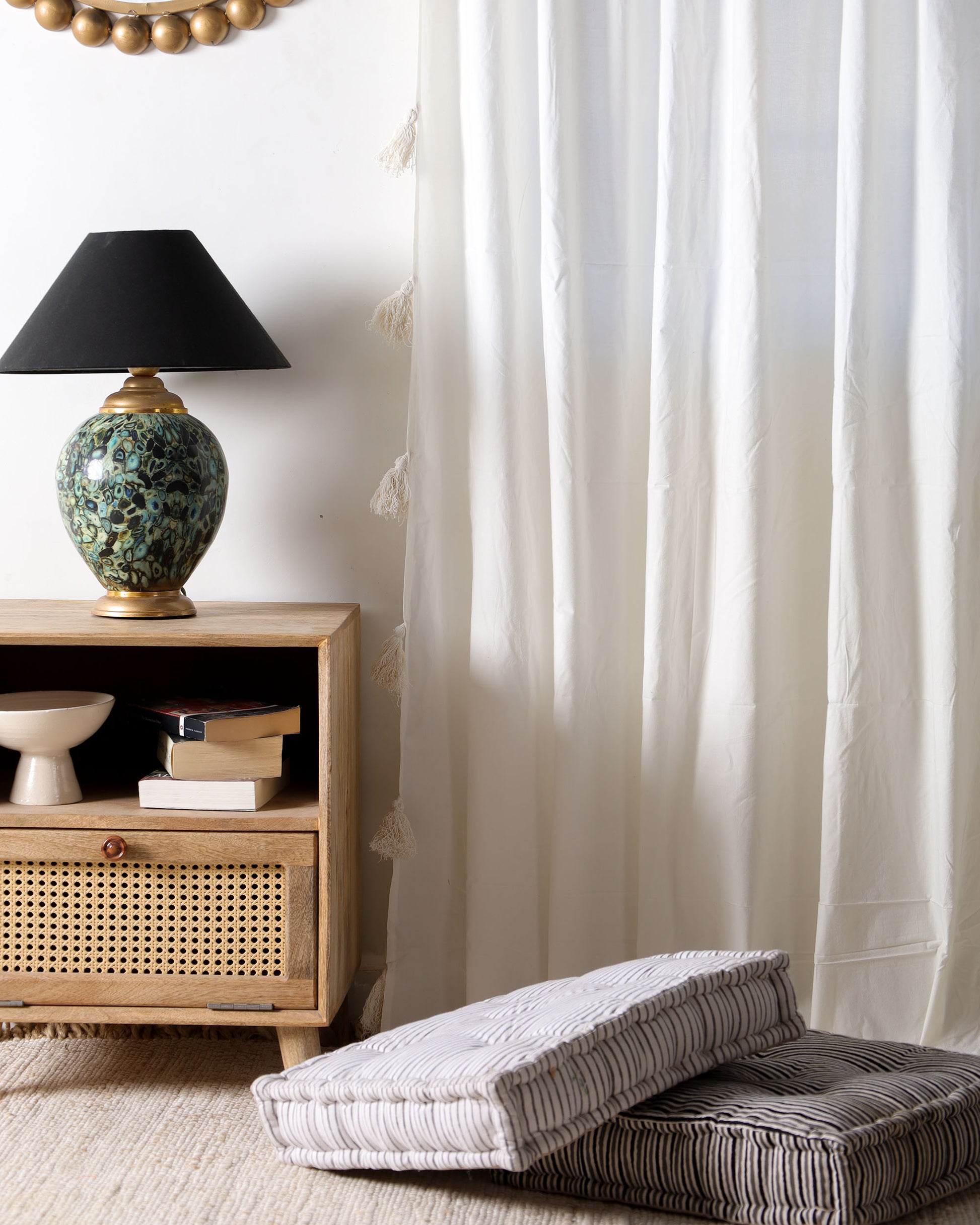 White Dreamy Tassel Curtain - Set of 2