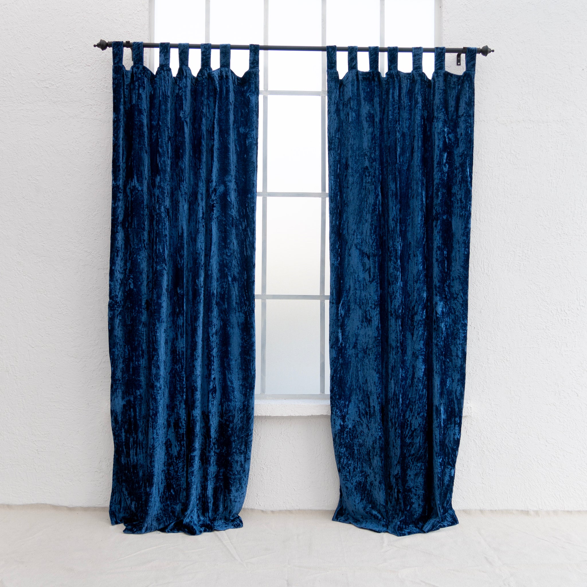 Blue Velvet Curtain - Set of 2