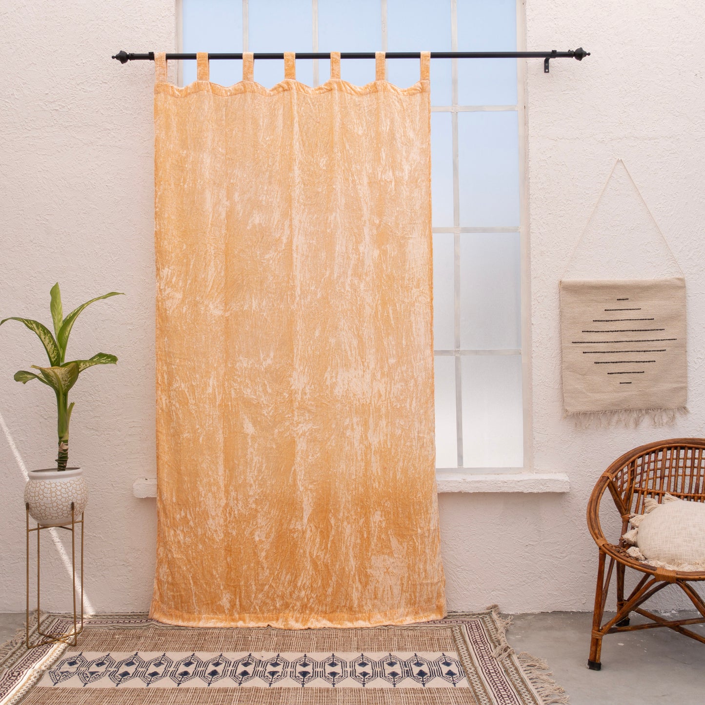 Peach Velvet Curtain - Set of 2