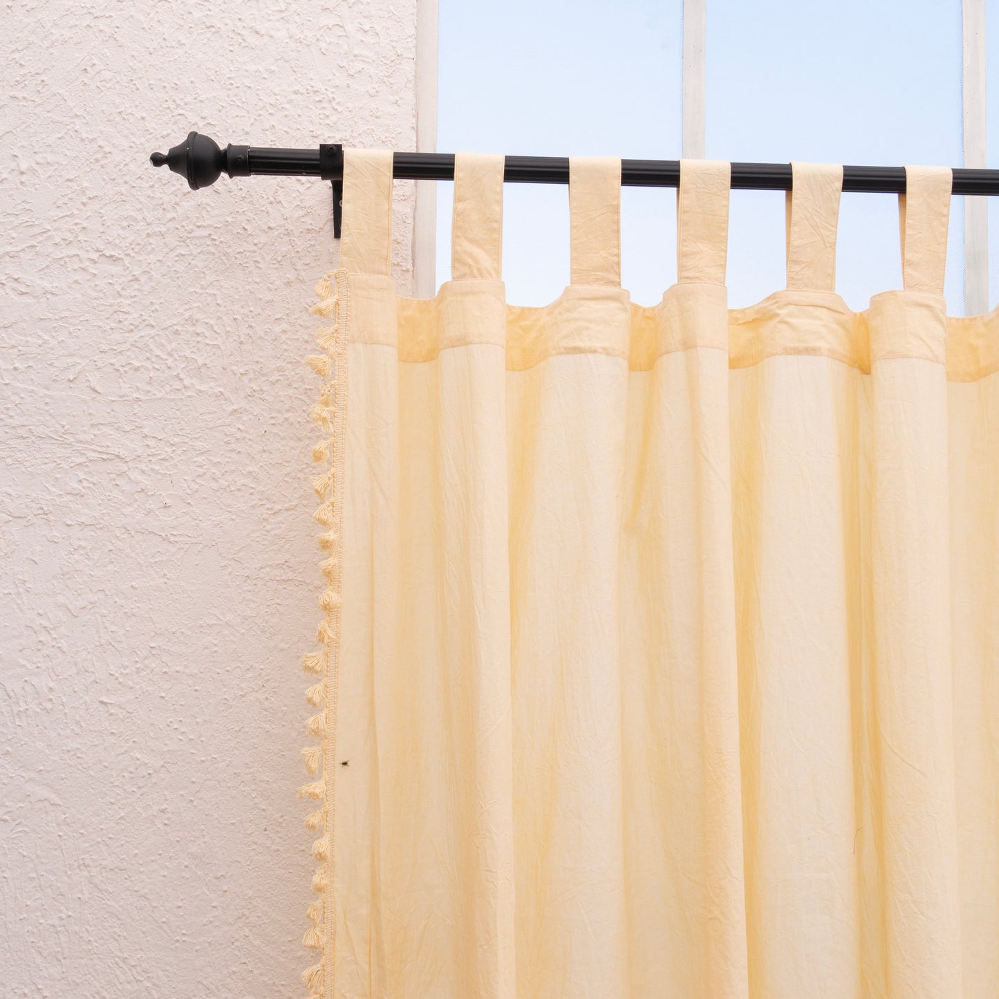 Pastel Sunshine Cotton Fringes Curtain - Set of 2