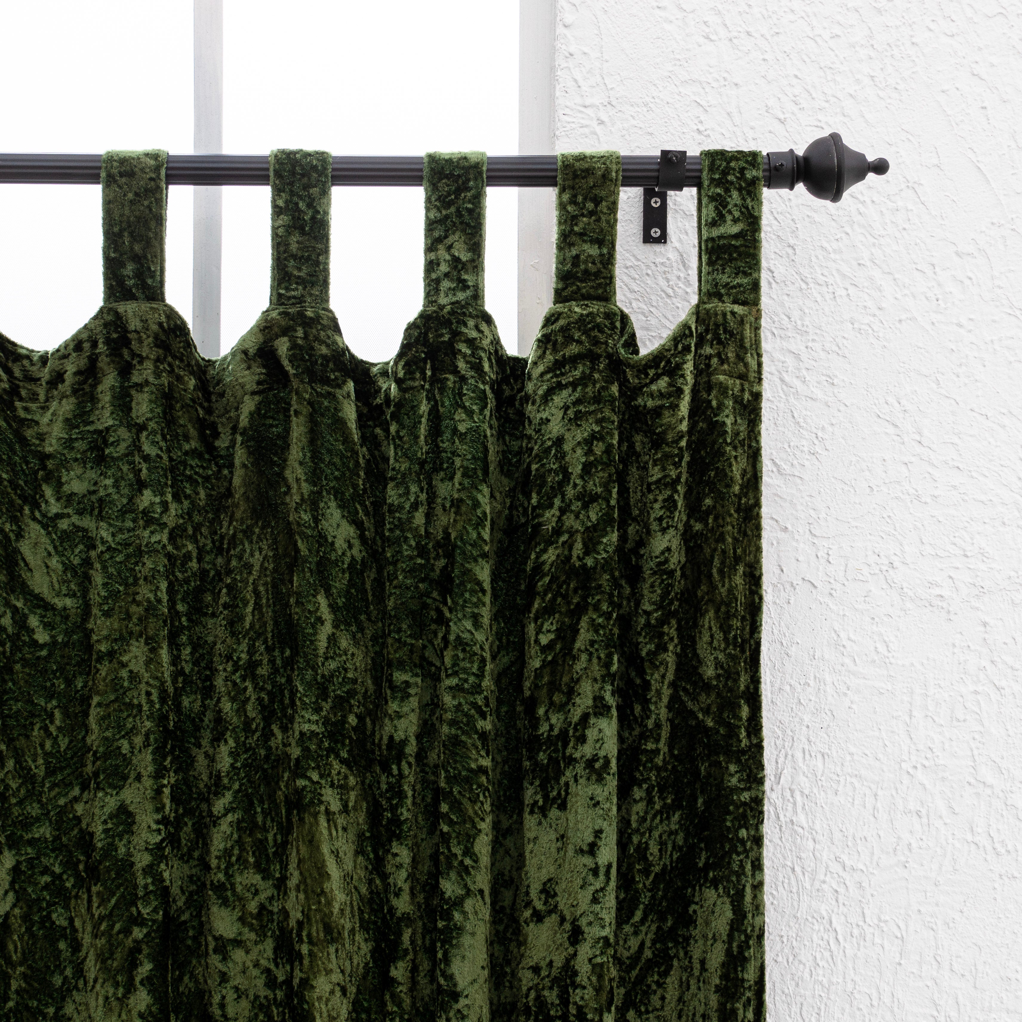 Olive Green Velvet Curtain - Set of 2