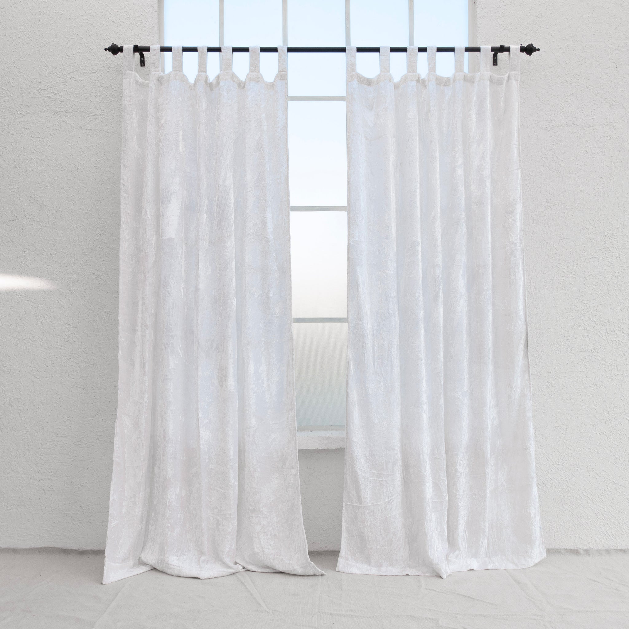 White Velvet Curtain - Set of 2