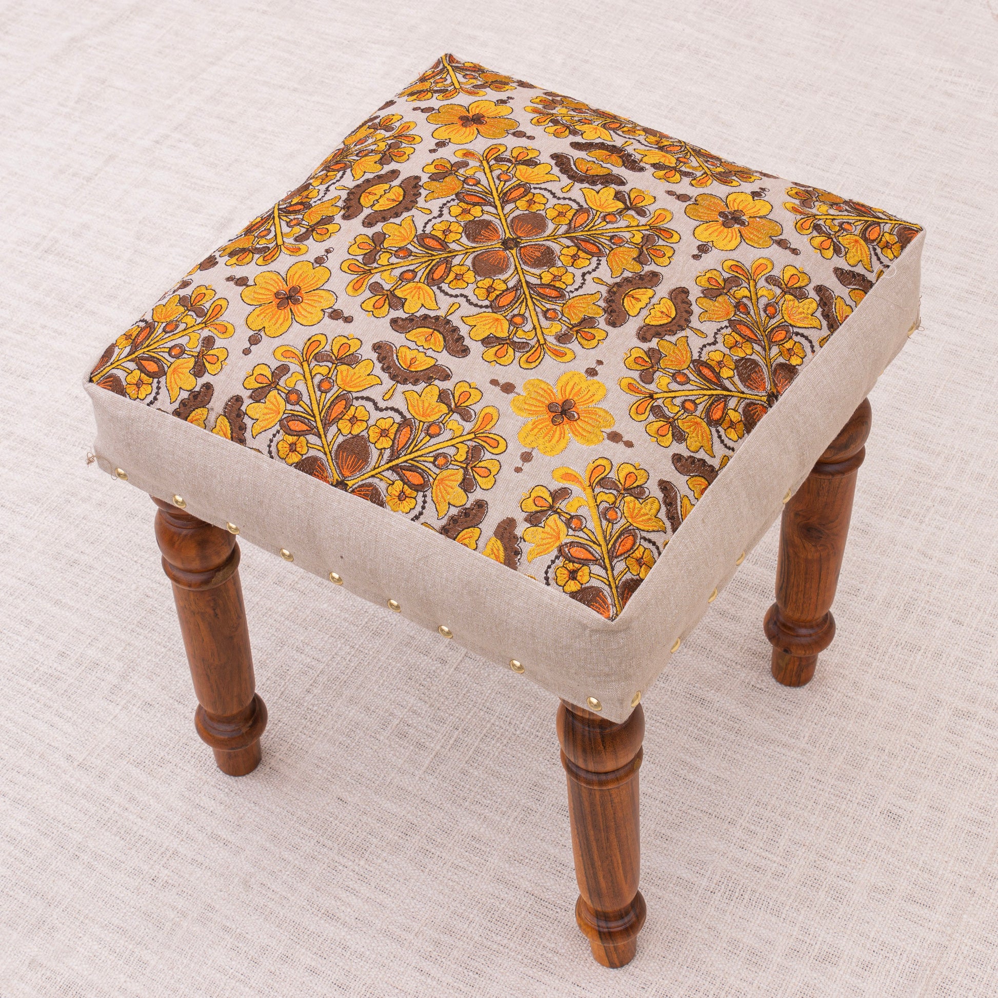 Elegance Embroidered Footstool