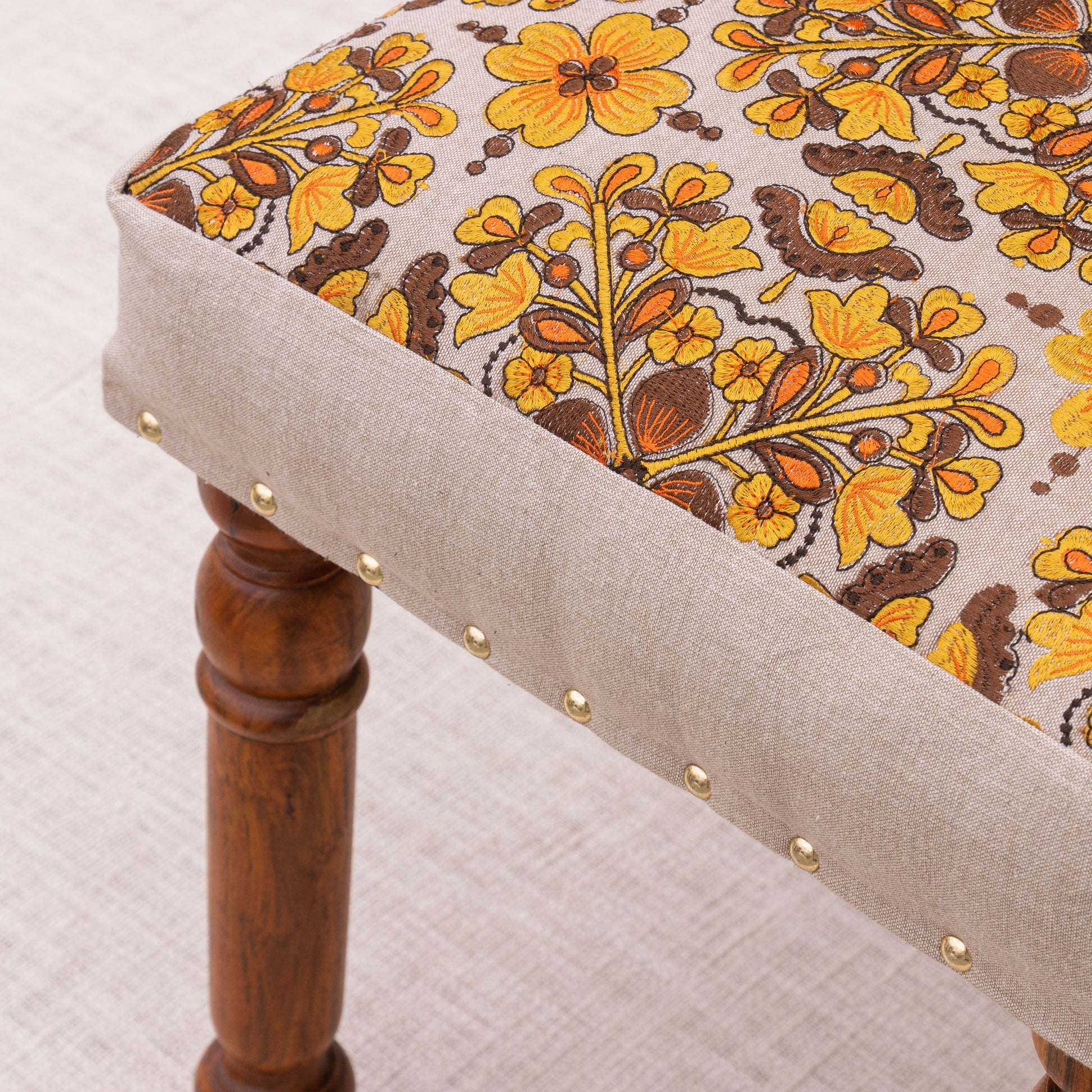 Elegance Embroidered Footstool