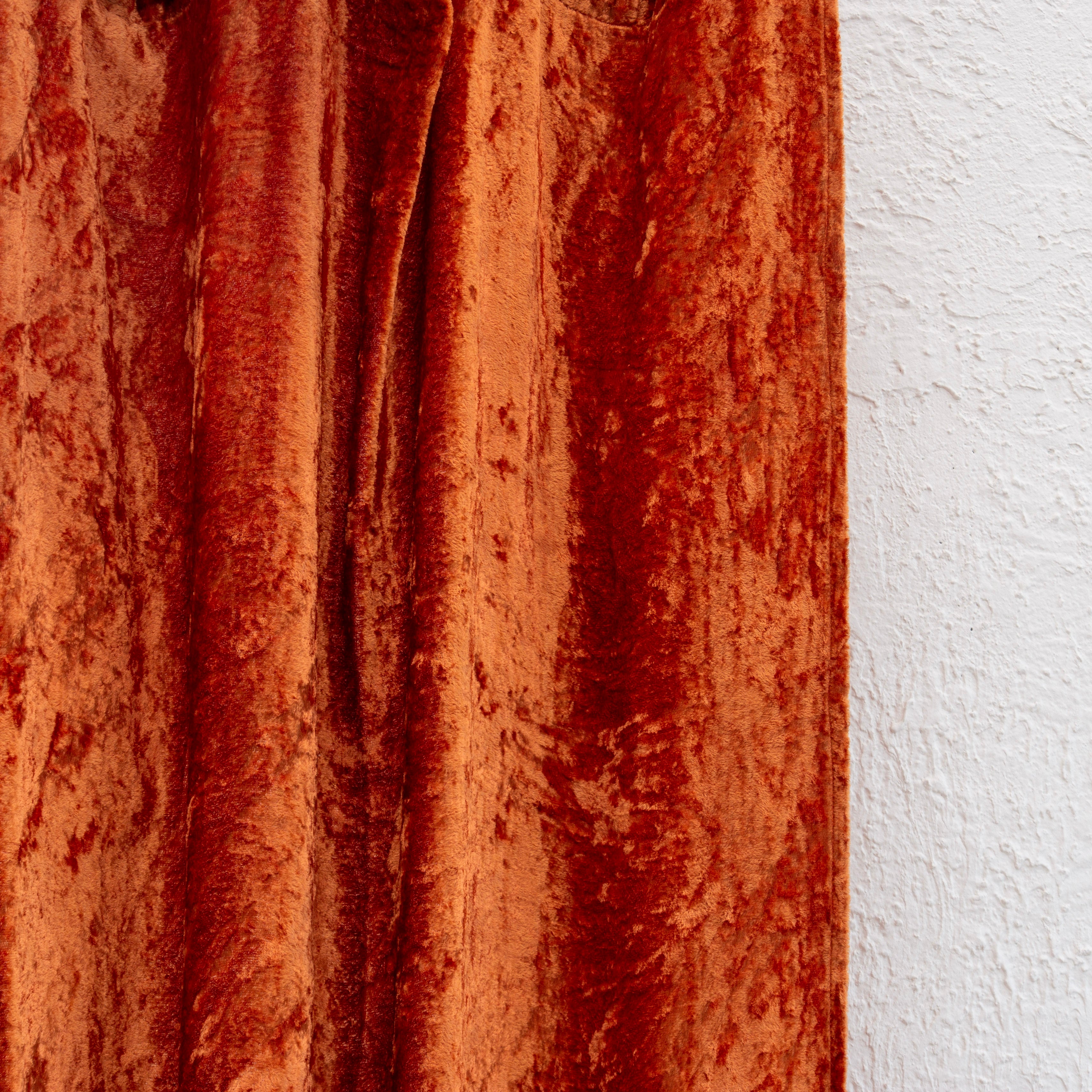 Terracotta Velvet Curtain - Set of 2