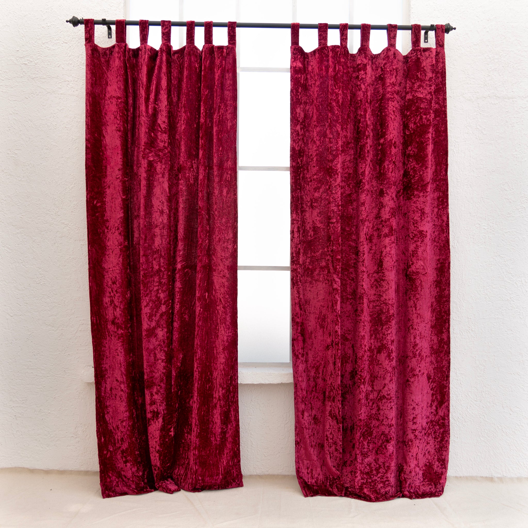 Maroon Velvet Curtain - Set of 2