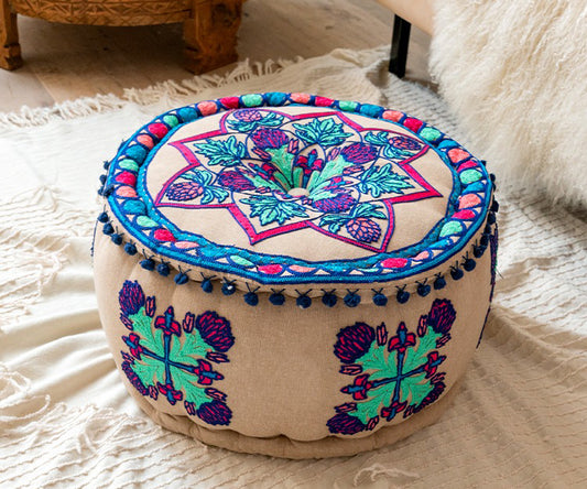 Purple Flower Fantasy Ottoman pouf