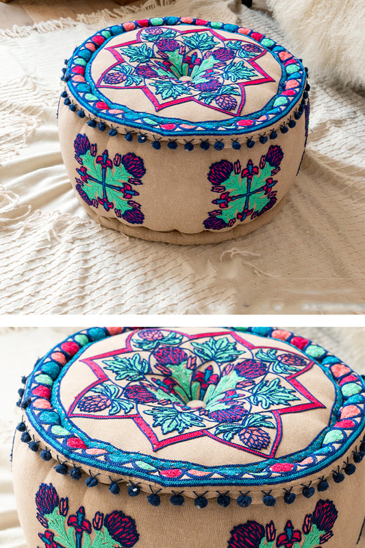 Purple Flower Fantasy Ottoman pouf