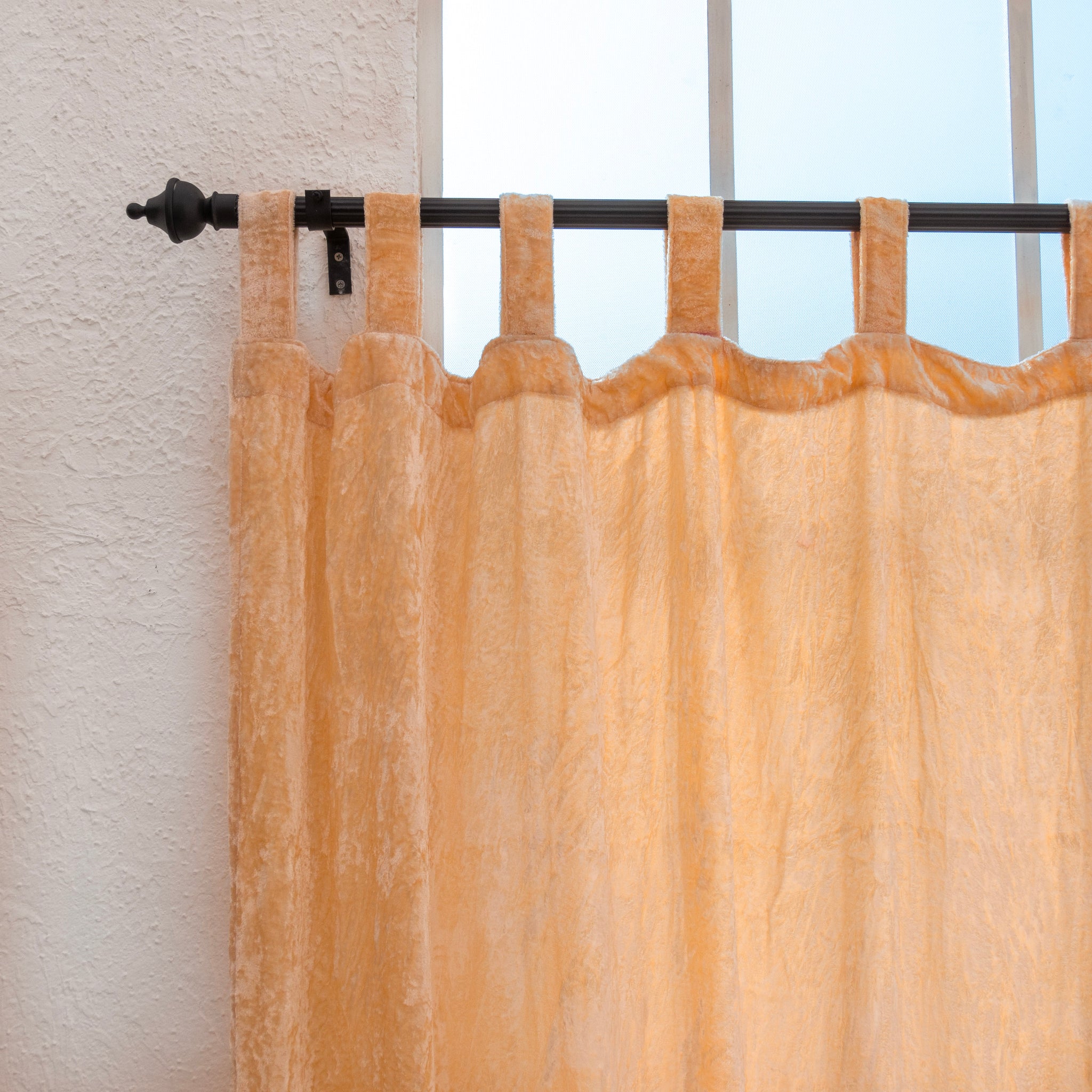 Peach Velvet Curtain - Set of 2