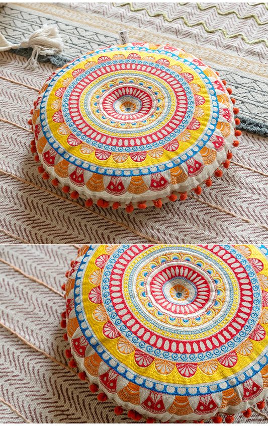 Yellow Geometric Gathering Floor Cushion Cover