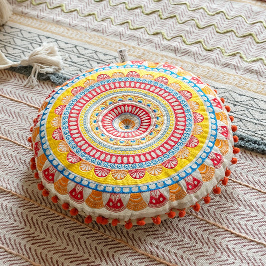 Yellow Geometric Gathering Floor Cushion Cover