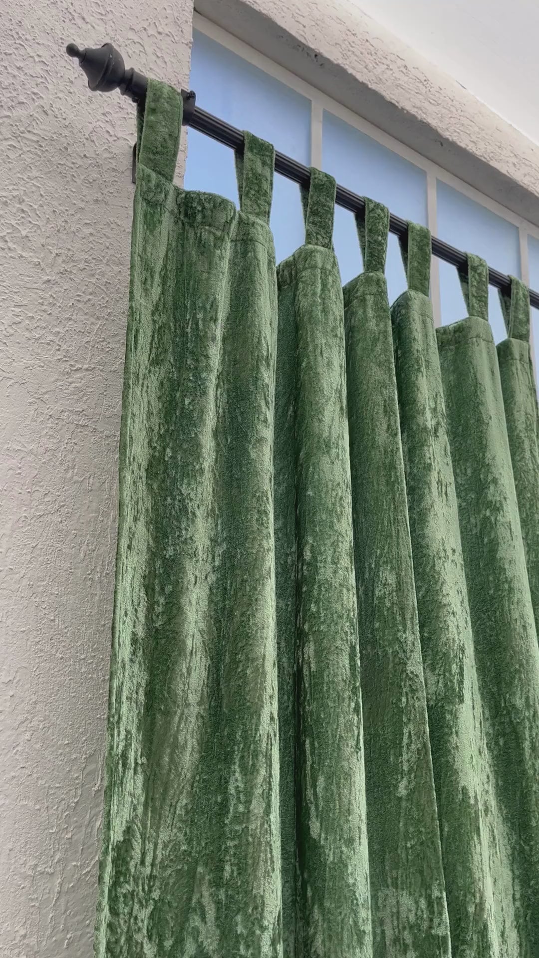 Sage Green Velvet Curtain - Set of 2