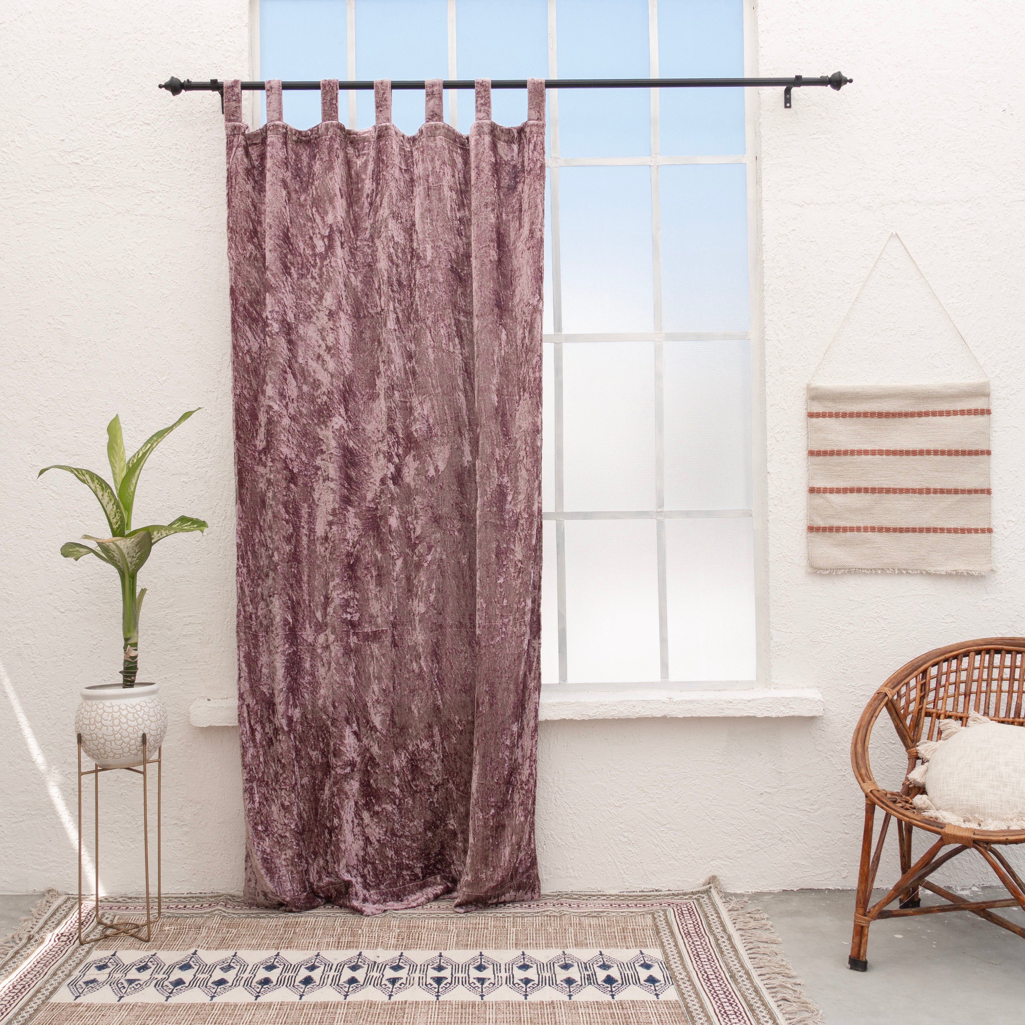 Rose Velvet Curtain - Set of 2