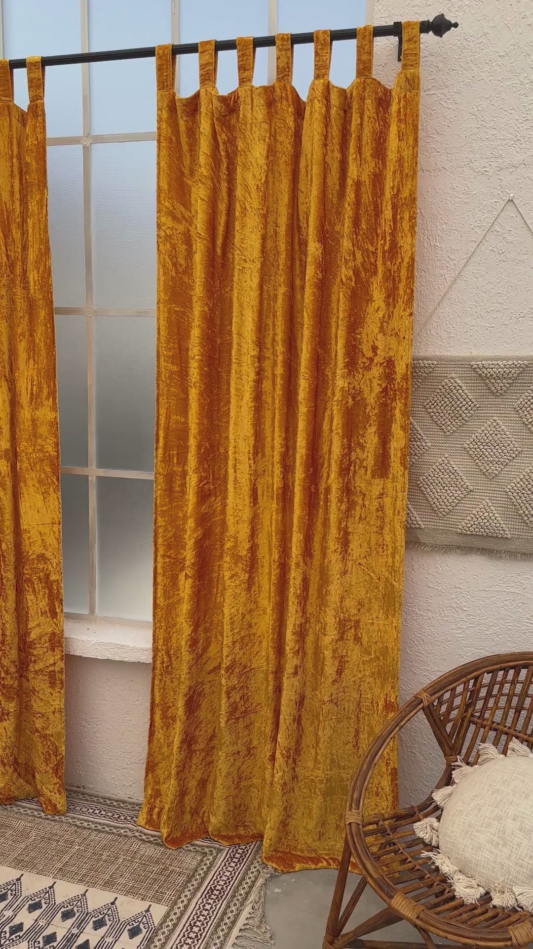 Honey Velvet Curtain - Set of 2